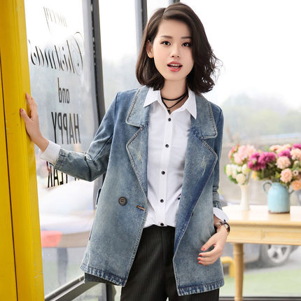 蝶洛2016春装新款韩版休闲时尚女士牛仔褂短