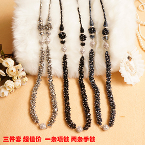 水晶项链长款女吸铁石毛衣链百搭饰品手链气质双层锁骨链子颈链13