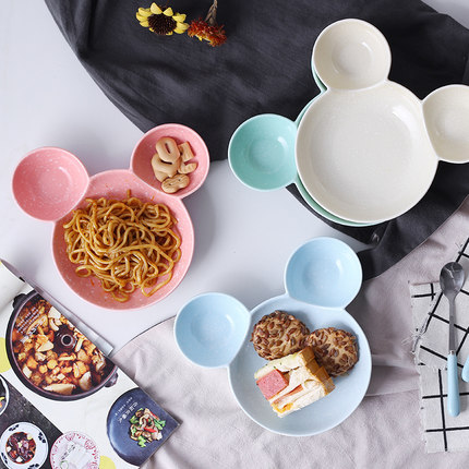 日式可爱米奇陶瓷盘子创意宝宝儿童餐具碗饭盘早餐盘卡通分格餐盘