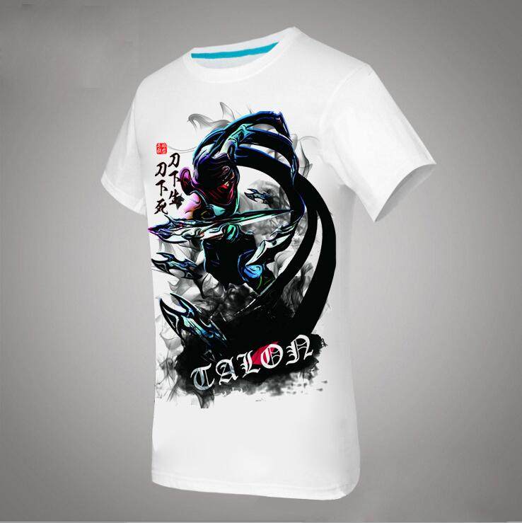 夏季男T恤游戏白色短袖青少年学生3D英雄联盟LOL水墨泰隆大码衣服
