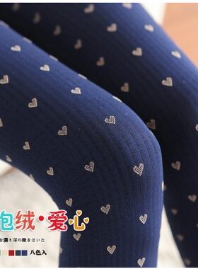 秋冬加厚泡泡绒爱心打底裤袜加绒
