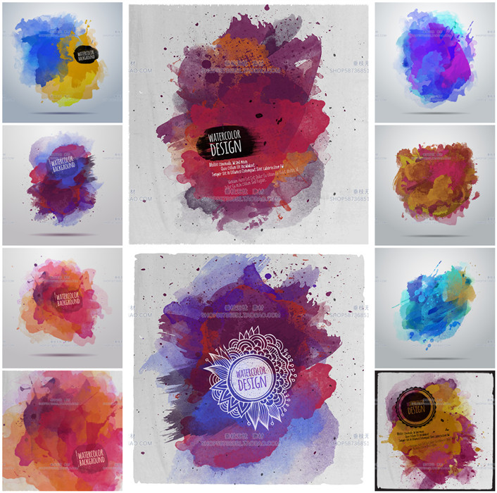 A3509矢量水彩抽象几何纹理背景 AI设计素材