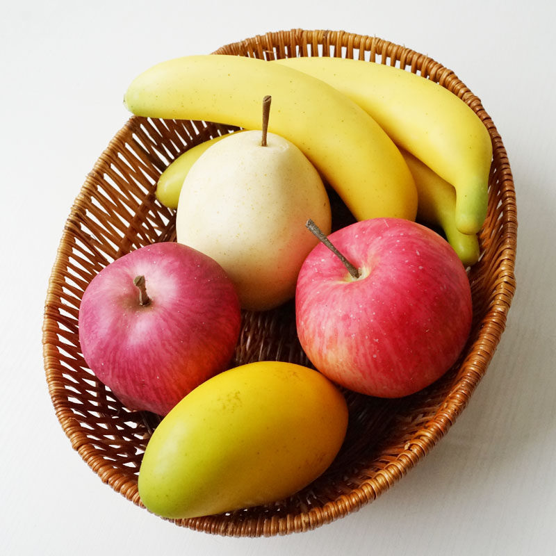 lmdec装饰水果篮子组合套装 高仿真pu保湿手感果蔬糕点橱柜摆设