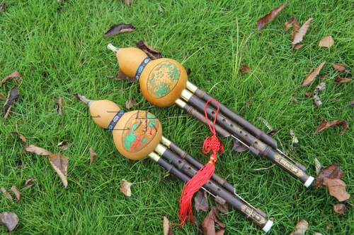 蓝孔雀品牌专卖正品专业紫竹初学三音葫芦丝降b调葫芦丝C调送皮盒