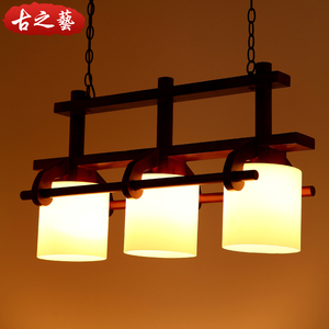 欧式复古实木美式仿古餐吊灯吧台灯简约LED咖啡厅玻璃吊灯具
