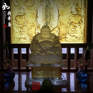观己琉璃大号琉璃弥勒佛佛像摆件