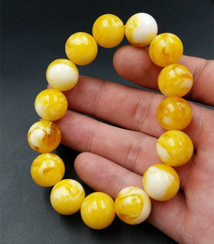 高档精美蜜蜡琥珀圆珠手链15毫米黄色圆珠手链手串厂家直销
