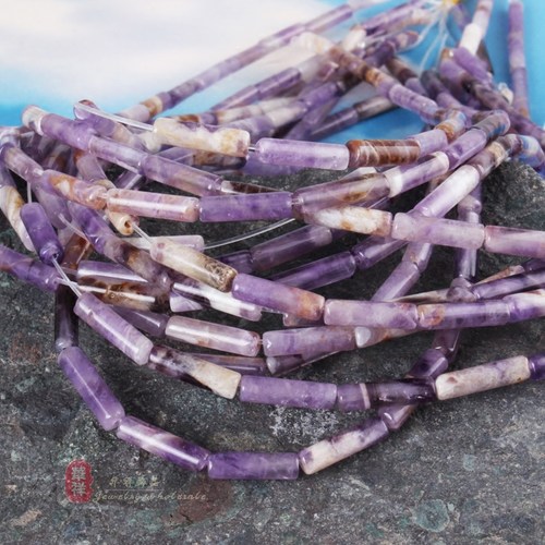 天然紫晶4*13mm紫水晶圆桶珠diy
