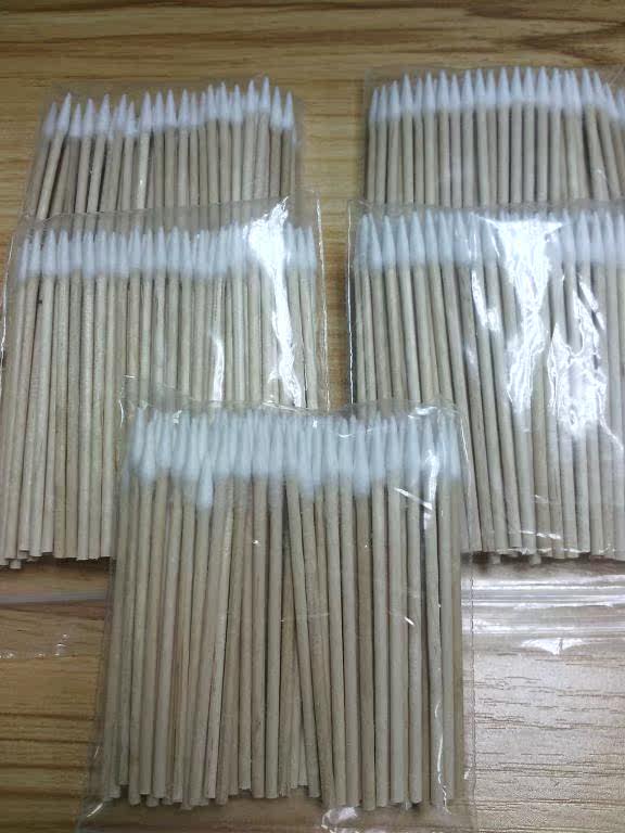 包邮新款牙签棉签无尘工业棉棒单头尖头木棒棉签纹绣尖头小棒棉签