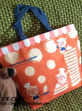 包邮出口日本 质量超好 卡通橘色休闲帆布袋包 单肩包大购物袋