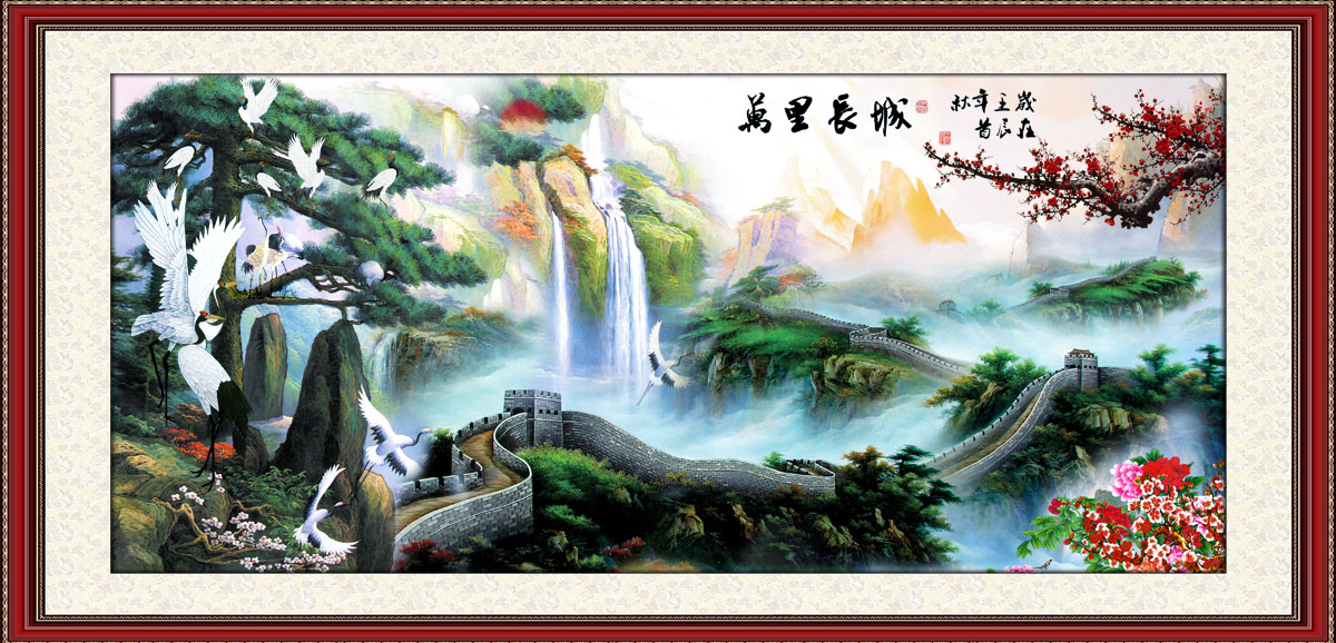 748海报印制展板写真喷绘285大幅山水风景画中堂墙画挂画装饰画