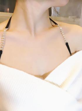 买2送1新款内衣带水钻挂脖性感肩带露肩礼服文胸带一字肩透明隐形