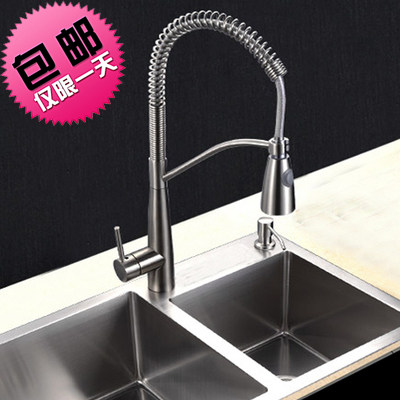 出口德国opai全铜抽拉式拉丝洗菜盆水槽龙头旋转式冷热厨房水龙头