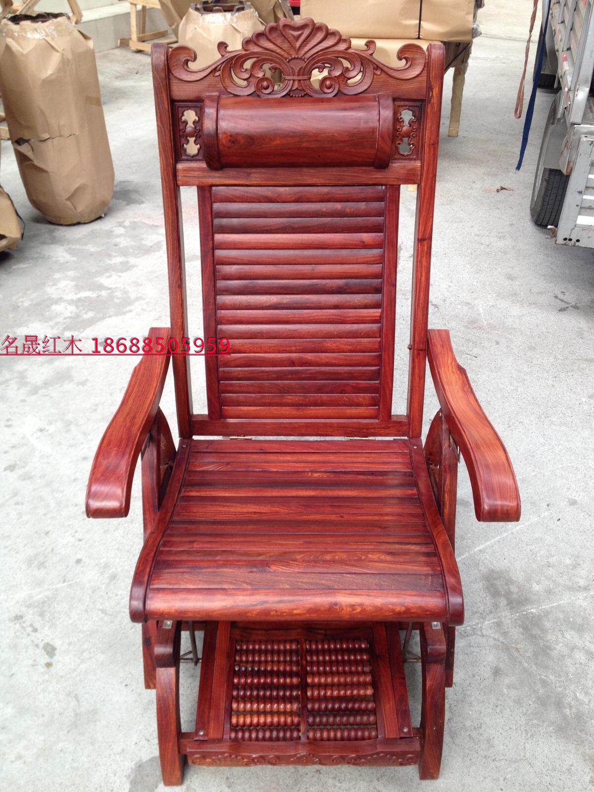 名晟红木 非洲小叶红檀洋花豪华摇椅  休闲摇椅  明清古典 圈椅