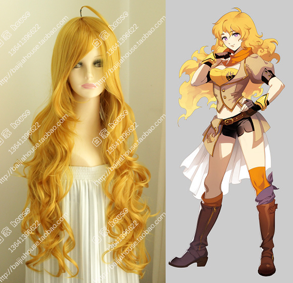 cos假发 RWBY 阳小龙 Yang Xiao Long 金色长卷发 四色战记动漫