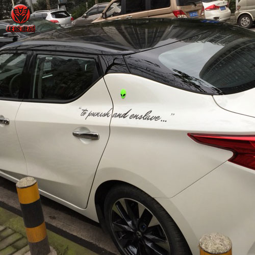 变形英文字母惩罚与奴役汽车反光车贴划痕贴汽车装饰贴纸