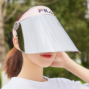 夏季 银色镜面帽遮阳帽防紫外线女太阳帽骑电动车防晒帽子空顶