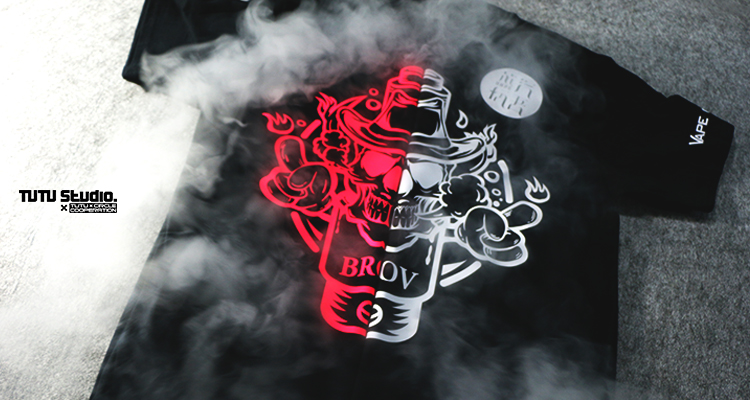tutu圖圖車貼 蒸汽玩吾vape club定制t恤 电子烟图案个性潮t短袖