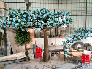 仿真落地蓝色花树 饰用仿真植物 定制各种仿真产品 室内外装