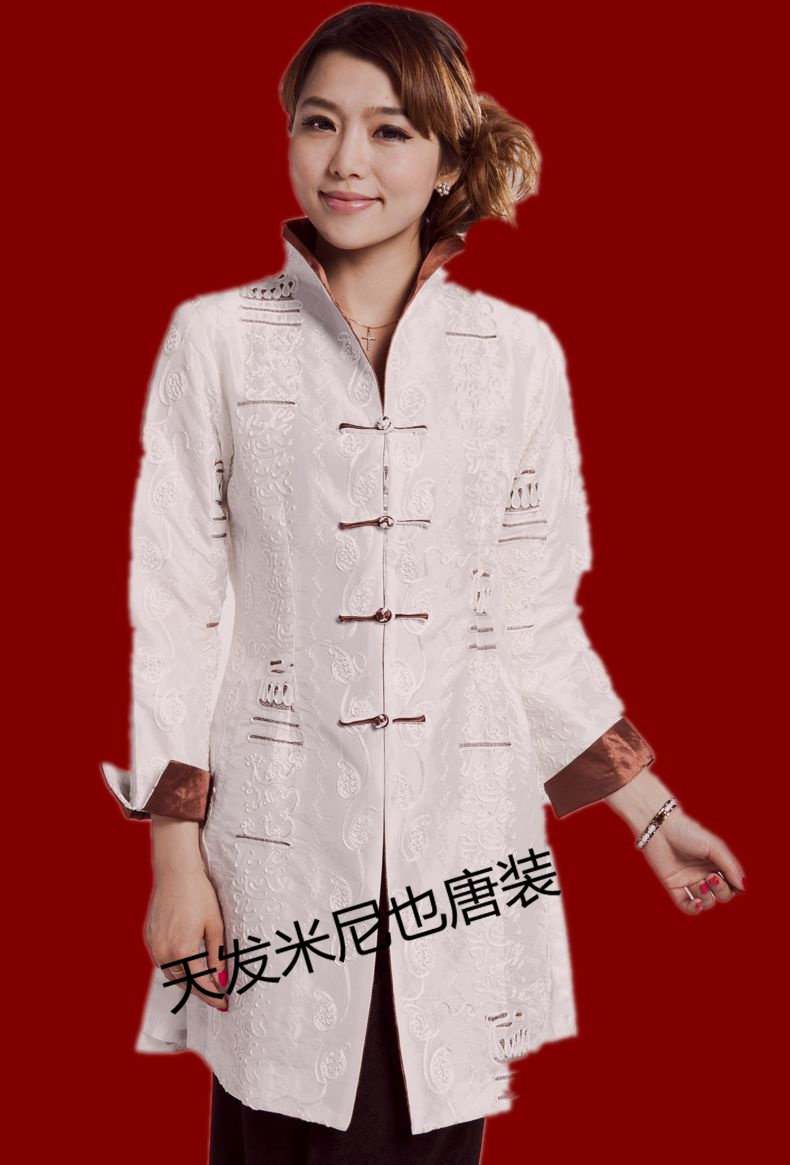 打折米尼也唐装女式刺绣风衣加大码上衣长袖外套女士青年汉服