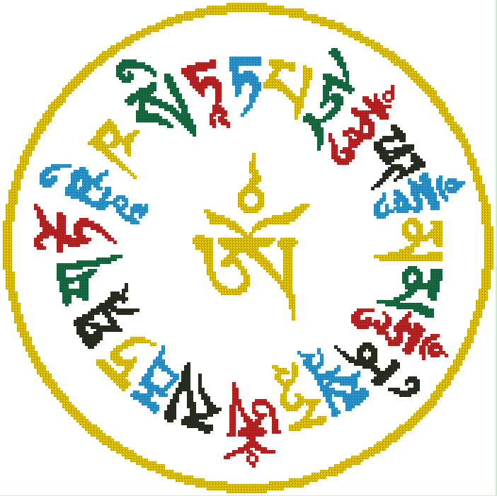 胡丽丽十字绣●dmc套件 大白伞盖佛母心咒 有精准印花印布