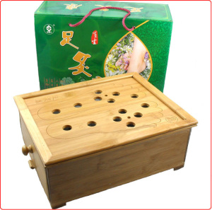 竹制足疗盒足部灸盒脚底艾灸盒足艾盒足灸盒脚灸艾灸仪足灸康