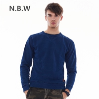 NBW quần áo nam mùa xuân mới áo len cổ tròn Áo hoodie mỏng châu Âu và Mỹ đơn giản áo khoác dày retro - Áo len áo hoodie ngắn tay