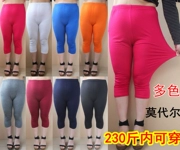 Mùa xuân và mùa hè béo M XL màu kẹo modal băng lụa cotton cắt quần chín quần legging thun 200 kg - Quần tây thường