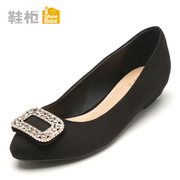 Shoebox shoe fall 2015 the new simplicity in the shallow flat shoes with pointed high rhinestone buckle shoes