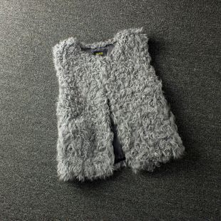 皮草小马甲新款卡其色短款 羊羔小圈圈羊卷毛毛小外套 羊毛有口袋