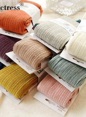 日韩春秋冬加厚款针织麻花条纹连裤袜 加长踩脚保暖糖果色打底袜