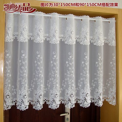 外贸穿杆窗幔帘刺绣日式