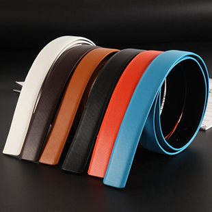 无头皮带条不带扣男士 双面牛皮休闲针扣打孔皮带单卖3.3 真皮腰带