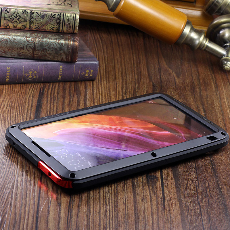 LOVE MEI Powerful Water Resistant Shockproof luminum Metal Gorilla Glass Heavy Duty Case Cover for Xiaomi Mi MIX