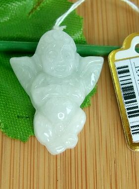 91923实拍图 正货缅甸玉天然A货翡翠平安小天使小吊坠