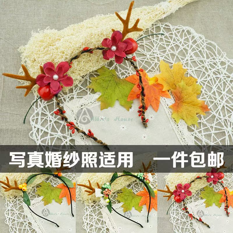 包邮新款森女蘑菇虫子鹿角麋鹿头饰发箍圣诞节头箍可爱儿童发饰