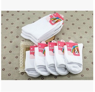 学生纯棉儿童纯白色短袜全棉袜子