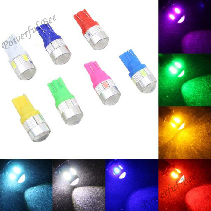 T10 3W 자동차 및 오토바이 LED 폭 표시 등 흰색 빨간색 파란색 얼음 파란색 분홍색 보라색 5630 6SMD 캐리지 독서 번호판 빛