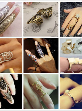 朋克风金属关节戒指欧美