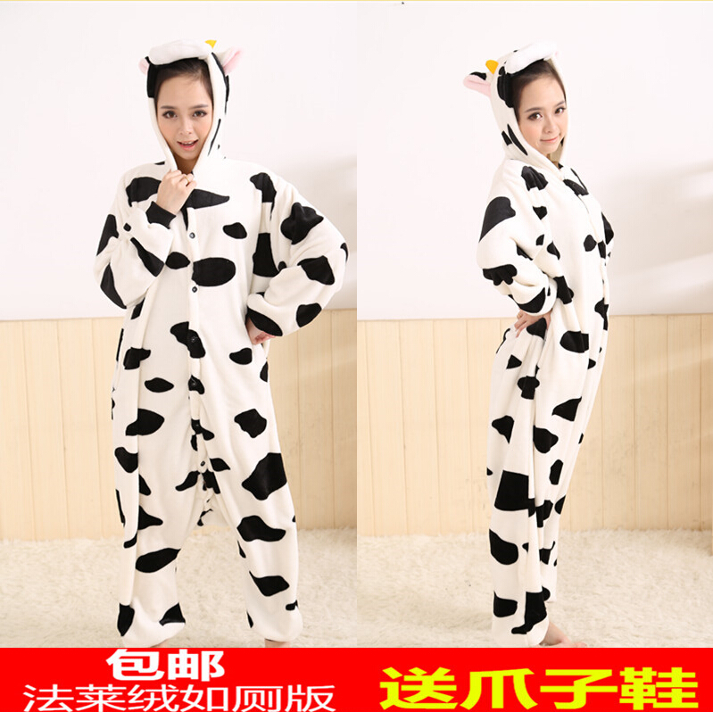 奶牛卡通动物连体睡衣送爪子