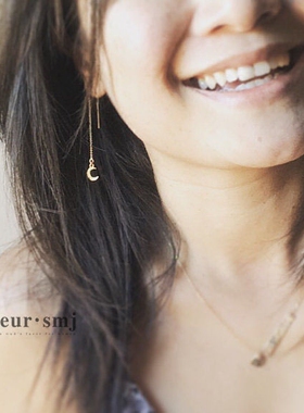 faveur 美国加州设计师设计 14k包金 月亮耳线 七夕节礼物 情人节