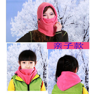 户外儿童抓绒帽子冬加厚男女士围脖保暖防风滑雪帽骑行头套面罩