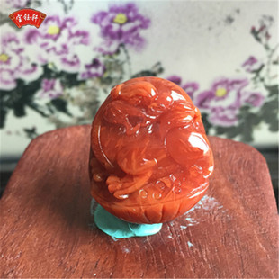 天然川料南红玛瑙貔貅吊坠雕件 火焰纹玉石瑞兽雕刻挂饰项坠