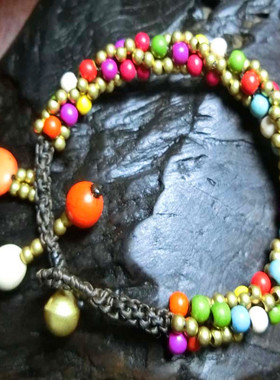 生日礼物复古民族风编织铃铛手链