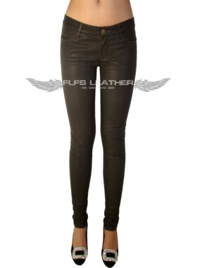 Current/Elliott カレントエリオット极薄羊皮靴裤 皮衬一体 栗色