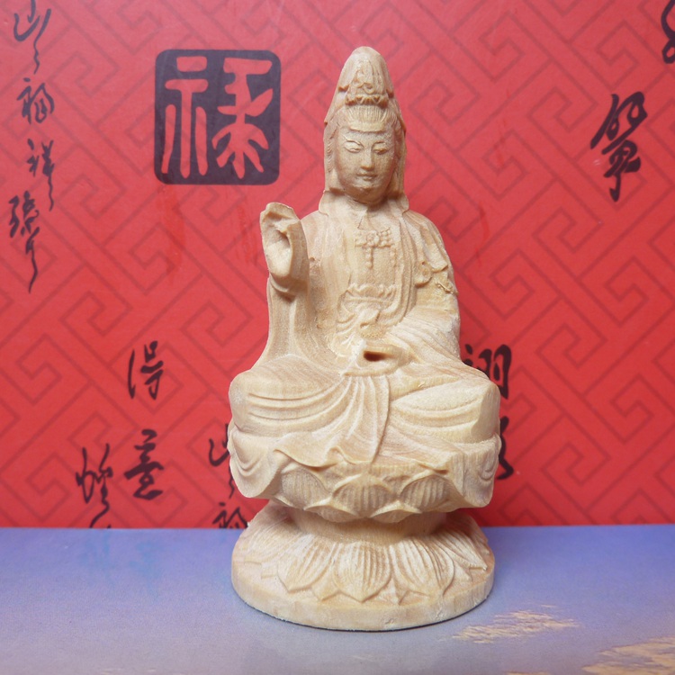 菩萨风水手把件观音小叶黄杨木雕