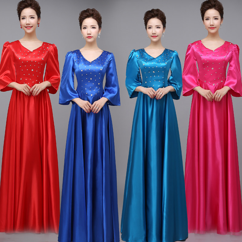 合唱團演出服2021新款夏季現代中老年合唱服裝顯瘦演出禮服女長裙在類目 女裝/女士精品, 婚紗/旗袍/禮服, 禮服/晚裝中 - 來自Buy2taobao.com提供專業的淘寶代購服務