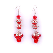 Good long earrings costume jewelry brides earrings red tassels beauty cheongsam Chinese dress accessories earrings