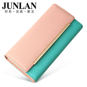 LAN genuine ladies wallet large zip around wallet money clip, junlan June 30 percent leather wallets to bulk-bag lady