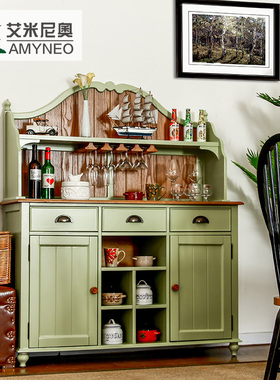 家具整装小户型客厅实木餐边柜绿色可储物实木柜 BL044new美乡